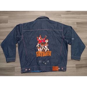 Vintage Platinum FUBU Men's Fat Albert Football Team Denim Jacket Size 4XL VGUC‎